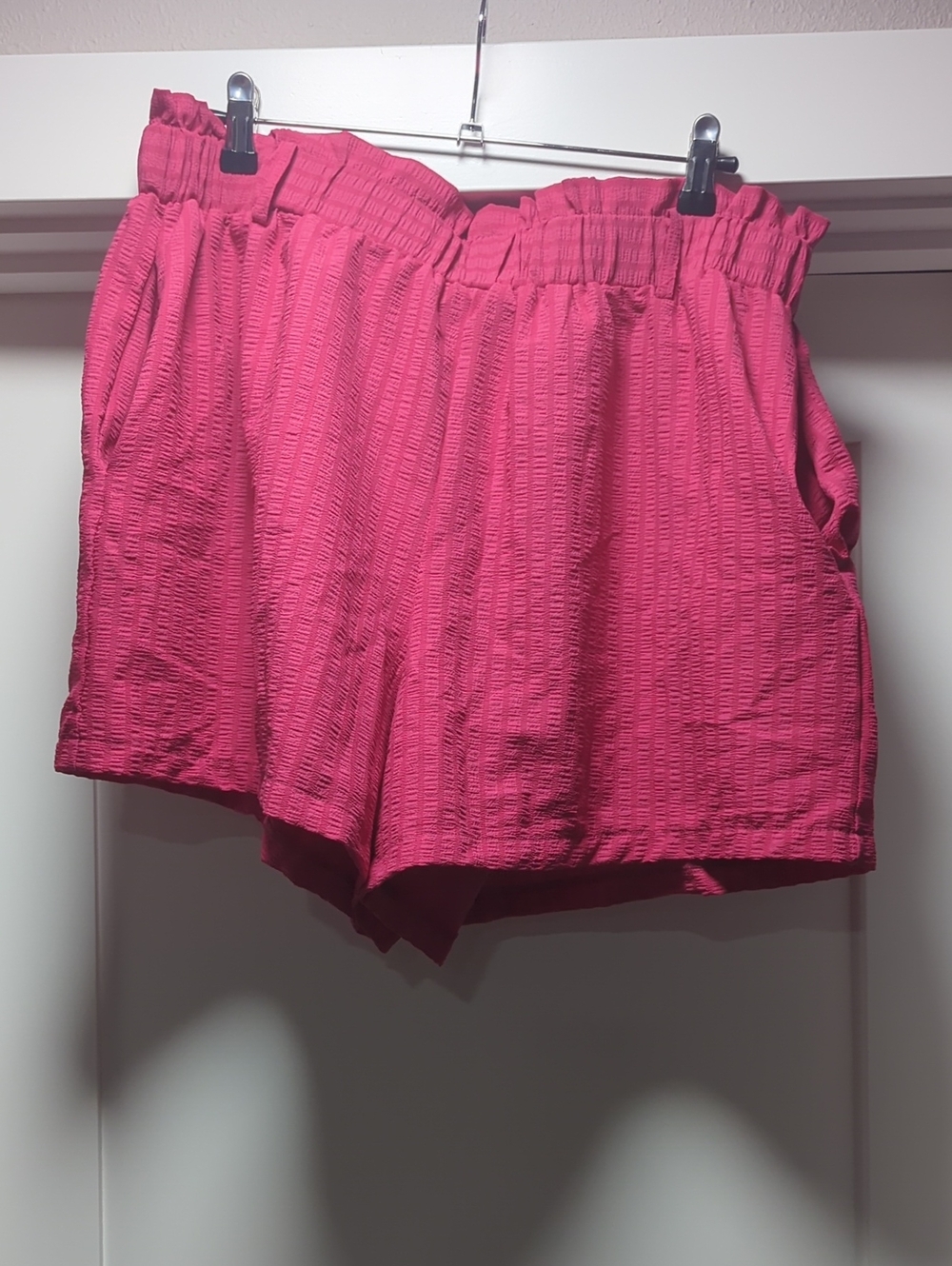 SHEIN Hot Pink High-Waist Paperbag Women’s Shorts